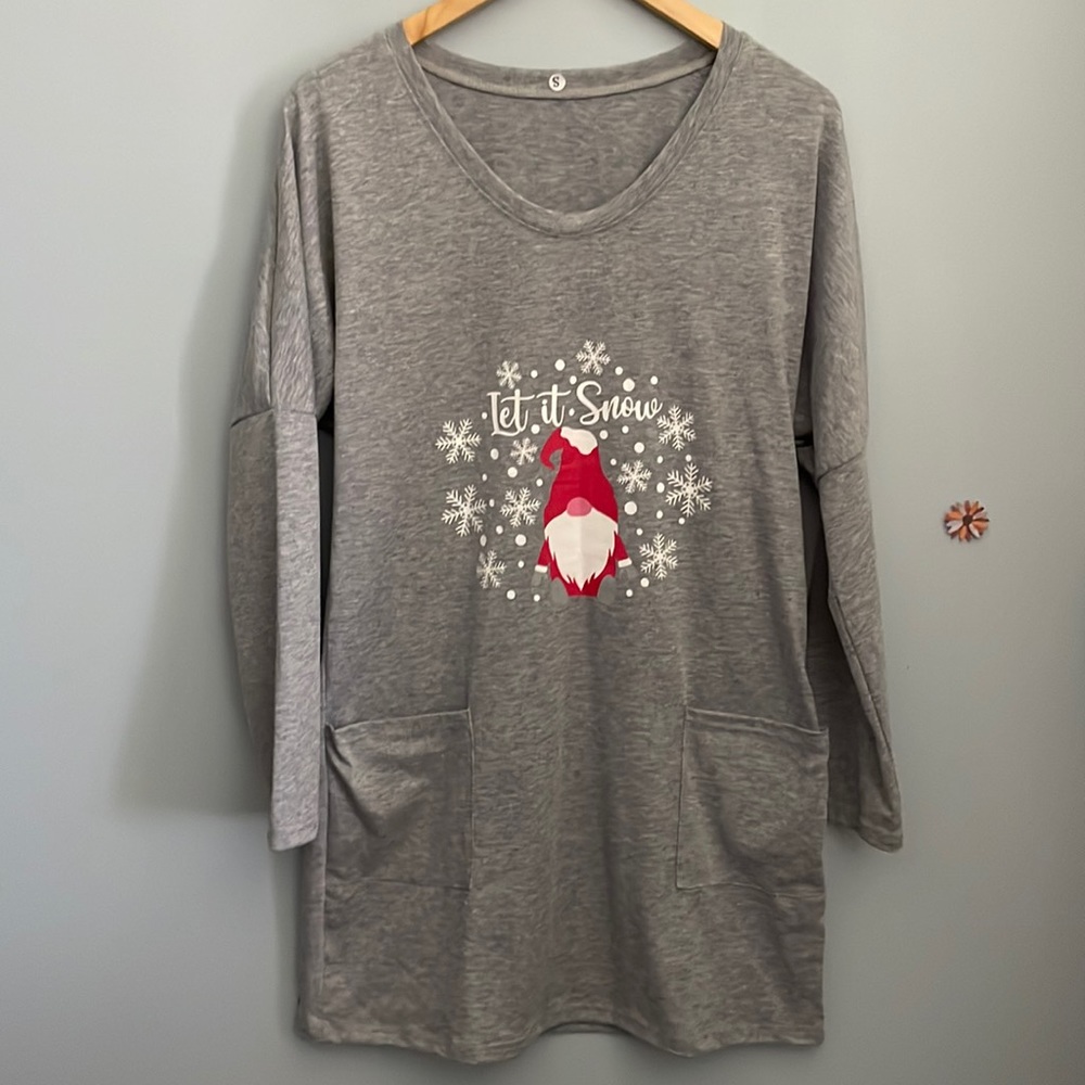 Santa Let it Snow Dress/Sweatshirt with Pockets Size S